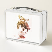 ロデオ女性のカーボーイ（C.M.ラッセル） メタルランチボックス (裏面)