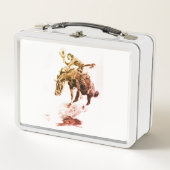 ロデオ女性のカーボーイ（C.M.ラッセル） メタルランチボックス (正面)