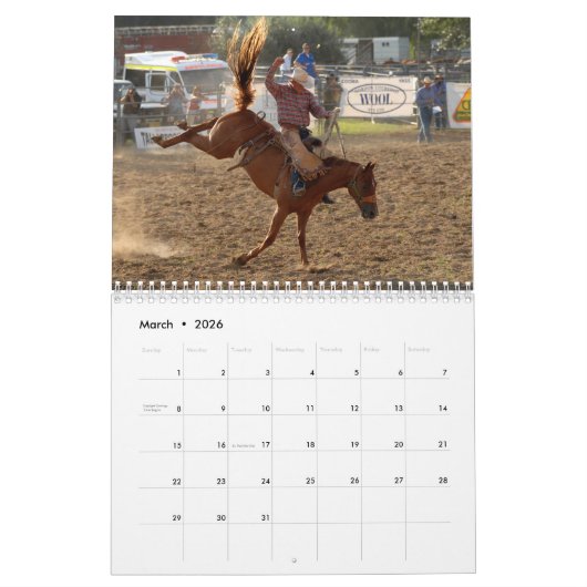 ロデオ暦 カレンダー (3月 2026)