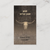 ロデオ素朴ブラウンテクスチャタトゥーショップブルスカル 名刺 (正面)