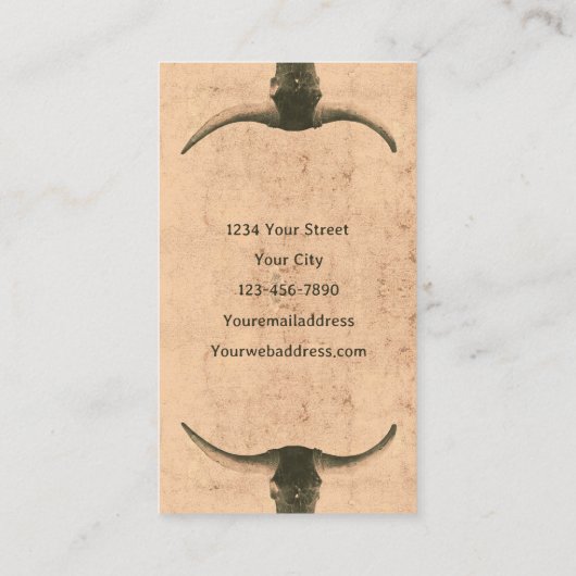 ロデオ素朴ベージュブラウンタトゥーショップブルスカル 名刺 (裏面)