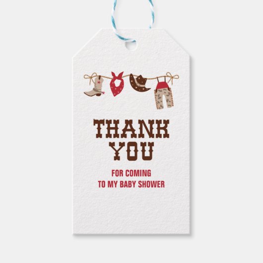 ロデオ西カウボーイ赤ちゃんシャワー ギフトタグ (正面)