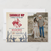 ロデオ ウェスタン カウボーイ ベイビー シャワー パーティー フォト 招待状 (正面)
