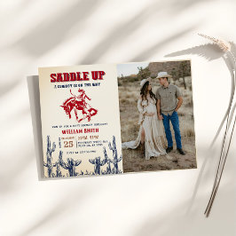 ロデオ ウェスタン カウボーイ ベイビー シャワー パーティー フォト 招待状