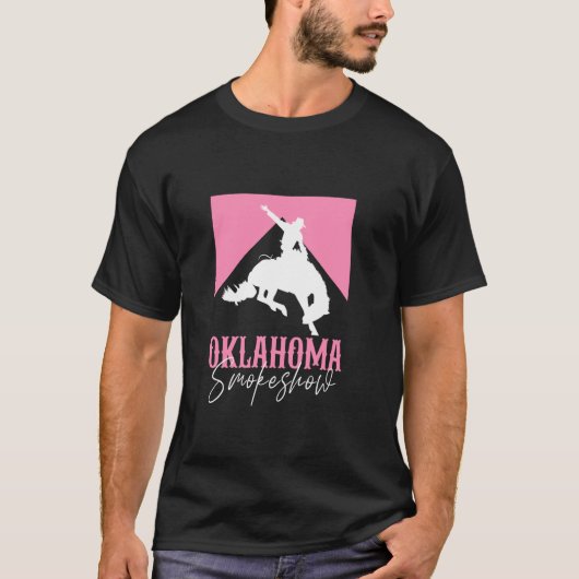ロデオ オクラホマ スモークショウ カウガール 馬術 Tシャツ (正面)