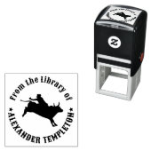 ロデオ・カウボーイ・オン・バッキング・ブル・ライブラリー図書名 セルフインキングスタンプ (インサイチュ)