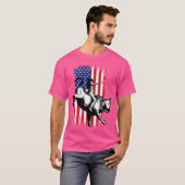 ロデオ・ブル・ライダー愛国的アメリカ合衆国C国旗 Tシャツ (正面フル)