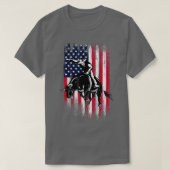 ロデオ・ブル・ライダー愛国的アメリカ国旗のカウボーイズ Tシャツ (デザイン正面)
