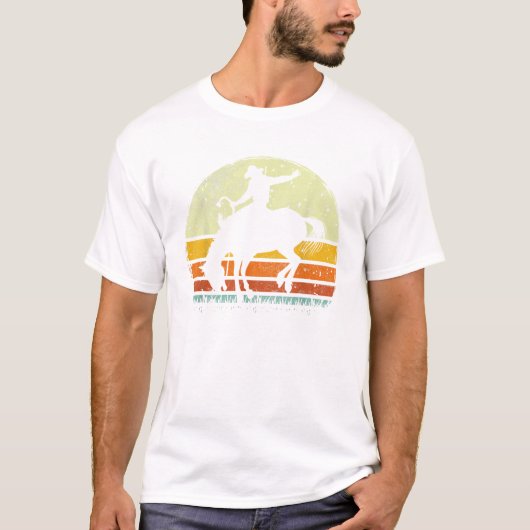 ロデオ+荒馬+レトロ+ヴィンテージ+馬術+Tシャツ Tシャツ (正面)