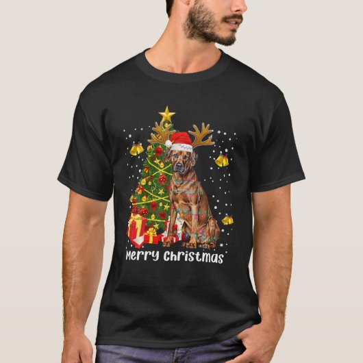 ロデシアンリッジバッククリスマスライトツリーサンタXM Tシャツ (正面)