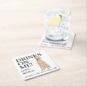 ロデシパーソナライズされたアン・リッジバック・ドッグ結婚ズ スクエアペーパーコースター (インサイチュ)