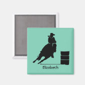 ロデパーソナライズされたオテーマ女性のカーボーイバレルレーサー マグネット (正面/裏面)