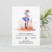 ロデモダンオ女性のカーボーイ誕生日 招待状 (スタンド正面)