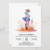 ロデモダンオ女性のカーボーイ誕生日 招待状 (正面/裏面)