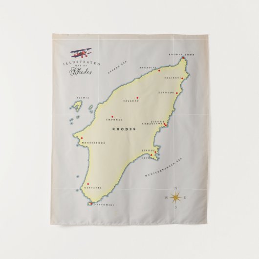 ロデ図解入りの、写真付きのスの地図。 タペストリー (正面)