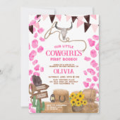 ロデ素朴オ女性のカーボーイ西部牛1歳の誕生日 招待状 (正面)