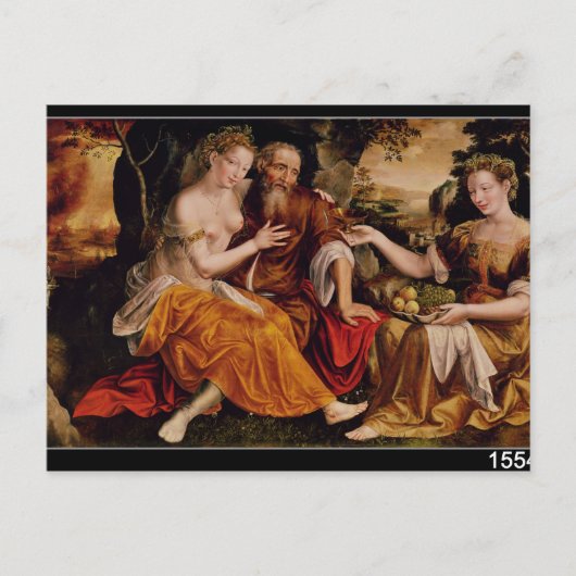 ロトとその娘， c.1565 ポストカード (正面)