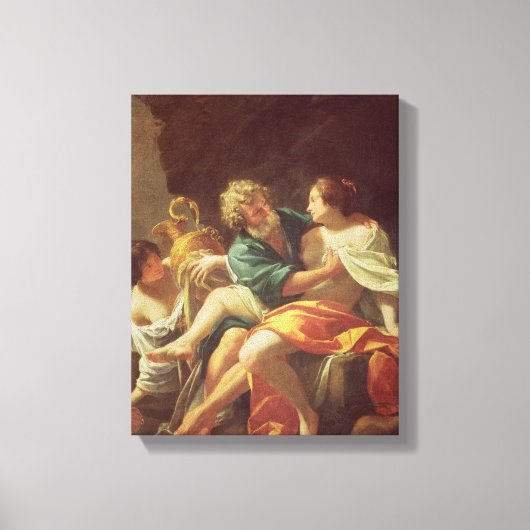 ロトと彼の娘たち, c.1630 (キャンバス上の油) キャンバスプリント (正面)