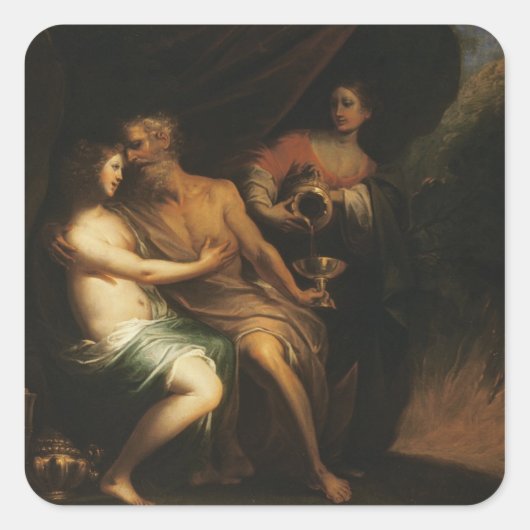 ロトと彼の娘(キャンバス上の油) 3 スクエアシール (正面)