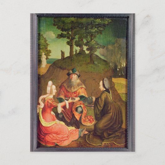 ロトの娘たちは父親にワインを飲ませる ポストカード (正面)