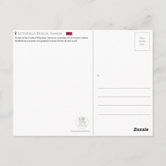 ロトファガビーチサモア葉書 ポストカード (裏面)