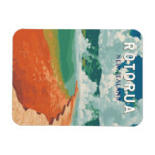 ロトルアニュージーランドイラストレーショントラベルアートレトロ マグネット (横)