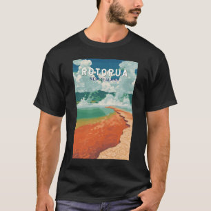 ロトルアニュージーランドイラストレーショントラベルアートレトロ Tシャツ