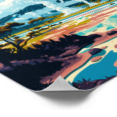 ロトルアニュージーランドヴィンテージ旅行イラストレーション ポスター (角)