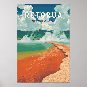 ロトルア ニュージーランド イラスト 旅行 アート レトロ ポスター