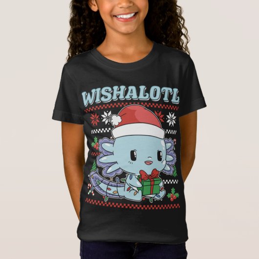 ロトルクリスマスアクソロトルを望む Tシャツ (正面)