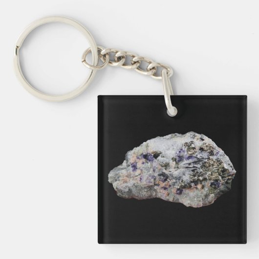 ロドクロサイト黄鉄蛍石トルマリン キーホルダー (正面)