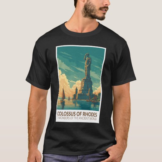 ロドス島の巨像 世界七不思議アート Tシャツ (正面)