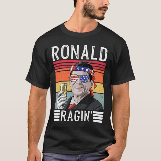ロナルド・レイギン 愛国心 7月4日 ジョーク  Tシャツ (正面)