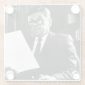 ロナルド・レーガンの写真 ガラスコースター (裏面)