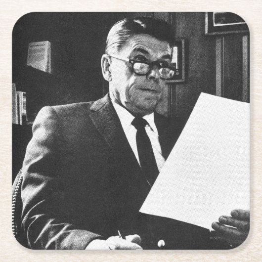 ロナルド・レーガンの写真 スクエアペーパーコースター (正面)