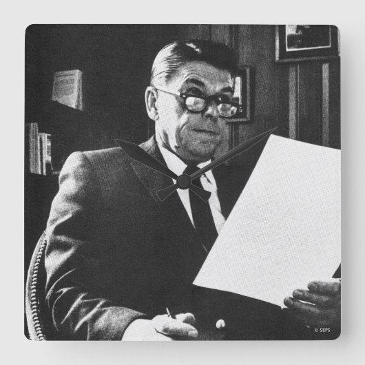 ロナルド・レーガンの写真 スクエア壁時計 (正面)