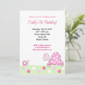 ロニーズピンクカメ5x7女子誕生日招待状 招待状 (スタンド正面)