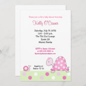 ロニーズピンクタートルベビーシャワー招待状 招待状 (正面/裏面)