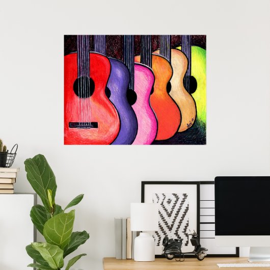 ロニ数々のの色のギターのポスター ポスター (ホームオフィス)