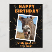 ロバおもしろいー誕生日 ポストカード (正面)