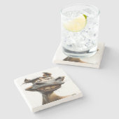 ロバおもしろいー・アートデザイン ストーンコースター (横)