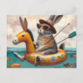 ロバおもしろいー・フロートのウサギ ポストカード (正面)