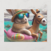 ロバおもしろいー・フロート・デジタル・アートのウサギ ポストカード (正面)