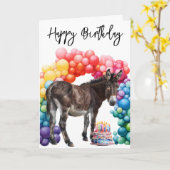 ロバかわいい誕生日カード カード (黄色い花)