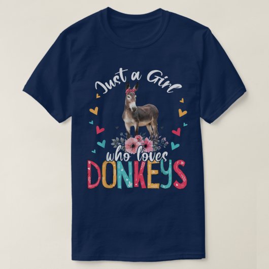 ロバが大好きな女の子フローラ花ロバ Tシャツ (デザイン正面)