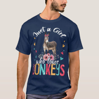 ロバが大好きな女の子フローラ花ロバ Tシャツ