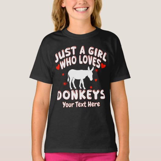 ロバが大好きな女の子 オーダーメイド Tシャツ (正面)