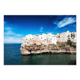 ロバがPugliaで崖で収容するPolignano フォトプリント