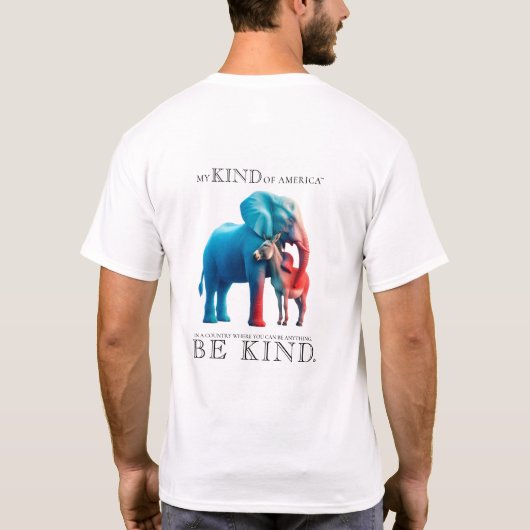 ロバとゾウの抱き締めは優しいグラデーション Tシャツ (裏面)