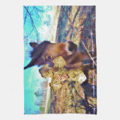 ロバとバラクロス キッチンタオル (縦)